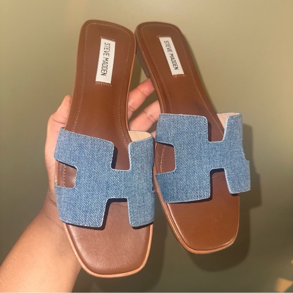 Steve Madden Denim HADYN Slides - Picture 1 of 10